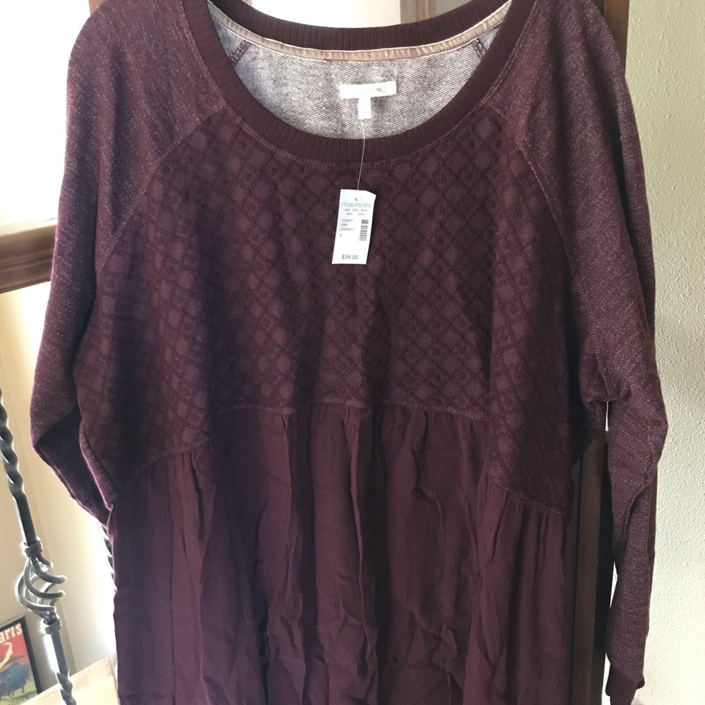 Burgundy sweater blouse